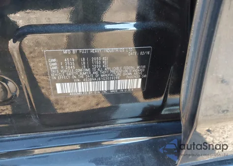 2016 Subaru Legacy 2.5I Limited z USA, uszkodzony, nr VIN 4S3BNAJ61G3039286